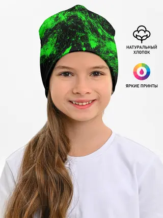 Детская шапка / Зелёная краска