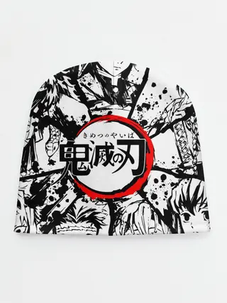 Детская шапка / Kimetsu no yaiba чернобелый коллаж