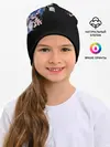 Детская шапка / цветы на черном