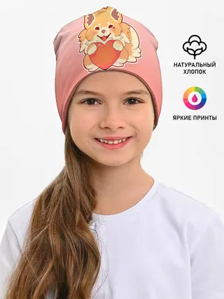 Детская шапка / Собака корги сердечко милота