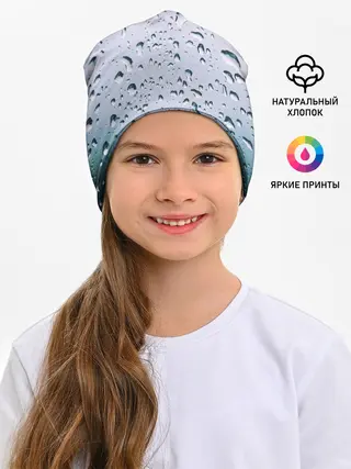 Детская шапка / Капли окно стекло дождь серо
