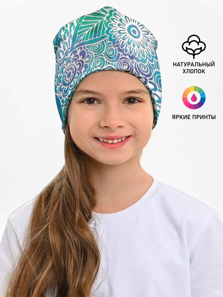 Детская шапка / цветочный узор