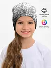 Детская шапка / Черный клевер на едко белом фоне