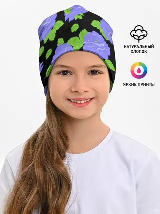 Детская шапка / Синие розы