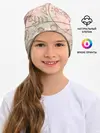 Детская шапка / Летний узор цветы птичка