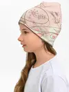 Детская шапка / Летний узор цветы птичка