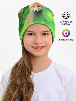 Детская шапка / Лисенок в зеленом лесу