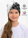Детская шапка / Чёрный клевер черно-белый разрыв