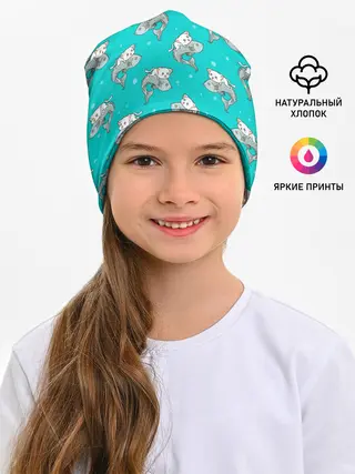 Детская шапка / Котики и рыбки