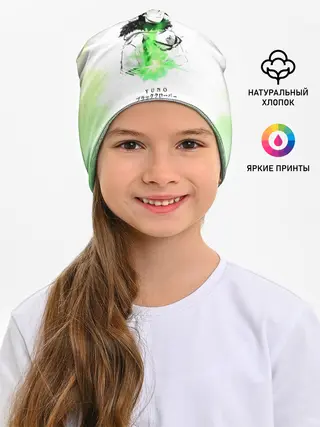 Детская шапка / Чёрный клевер Юно кислотный