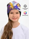 Детская шапка / узор из листьев и цветов