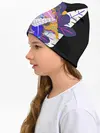 Детская шапка / узор из листьев и цветов