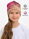 Детская шапка / Бежево-малиновый абстрактный