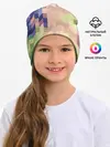 Детская шапка / Абстрактный бежево-синий узор