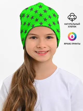 Детская шапка / звездный фон зеленый