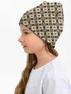 Детская шапка / Абстракция из бежевых и зеленых кругов