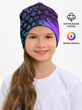 Детская шапка / GENSHIN NEON PATTERN SYMBOL / НЕОН ЭМБЛЕМЫ