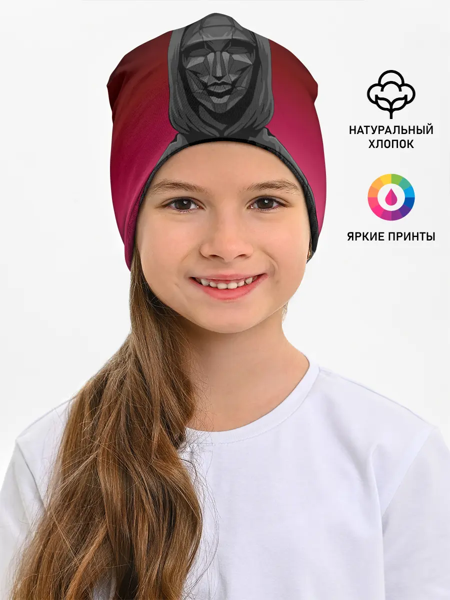Детская шапка / Распорядитель игры на черно розовом фоне