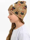 Детская шапка / Черные новогодние коты
