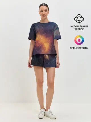 Женская пижама с шортами / Космос