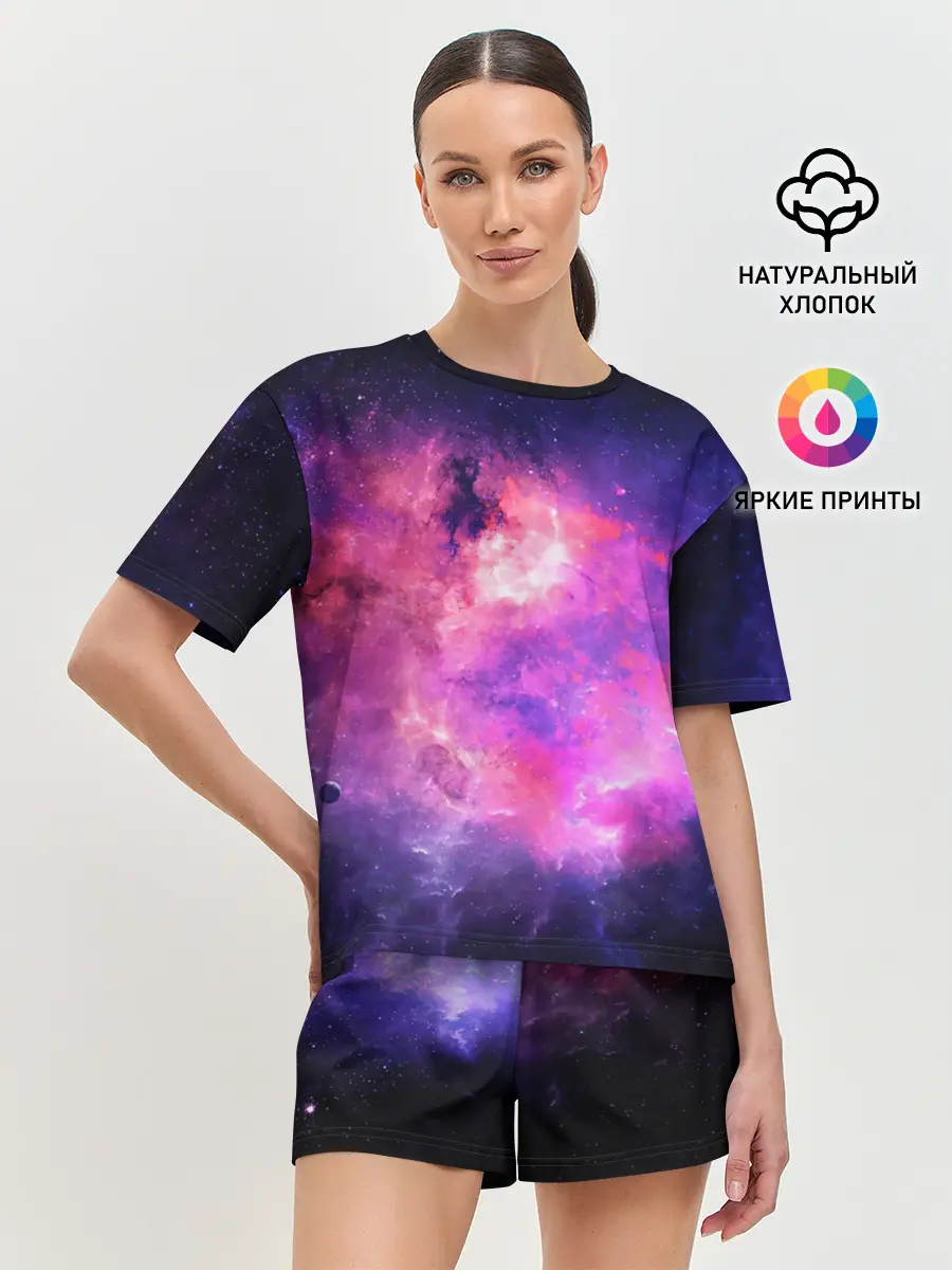 Женская пижама с шортами / Космос