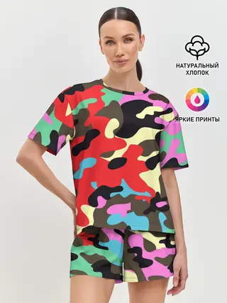 Женская пижама с шортами / Камуфляж