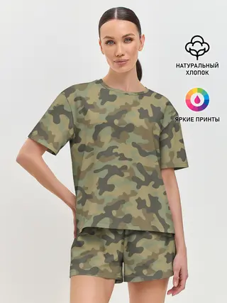 Женская пижама с шортами / Хаки