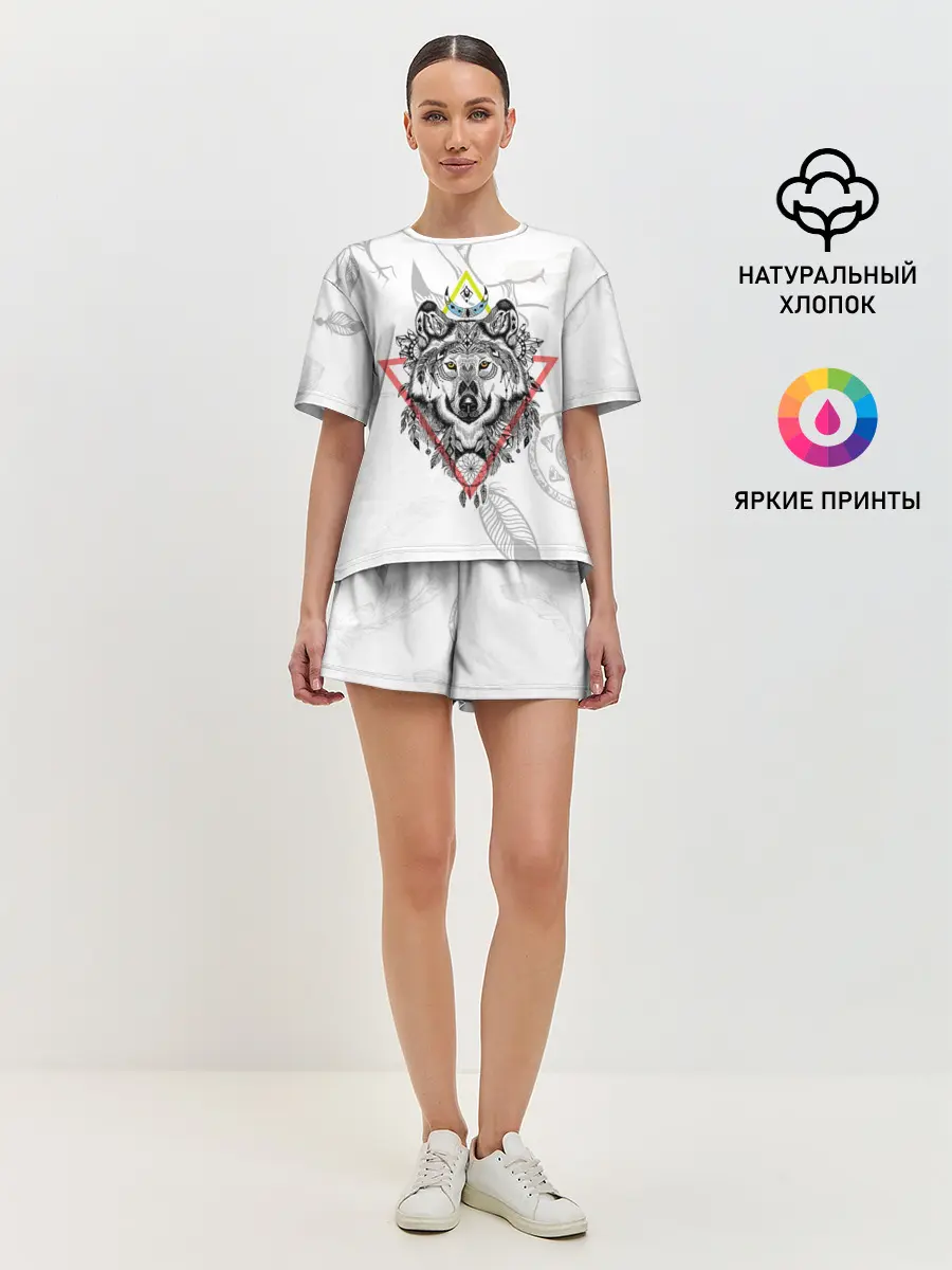 Женская пижама с шортами / Волк