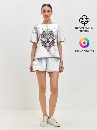 Женская пижама с шортами / Волк