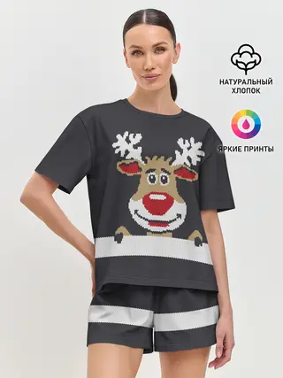 Женская пижама с шортами / Олень