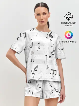 Женская пижама с шортами / ноты