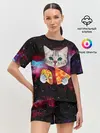 Женская пижама с шортами / Кот с едой