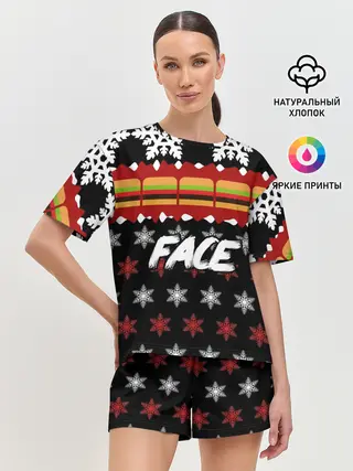 Женская пижама с шортами / Праздничный Face