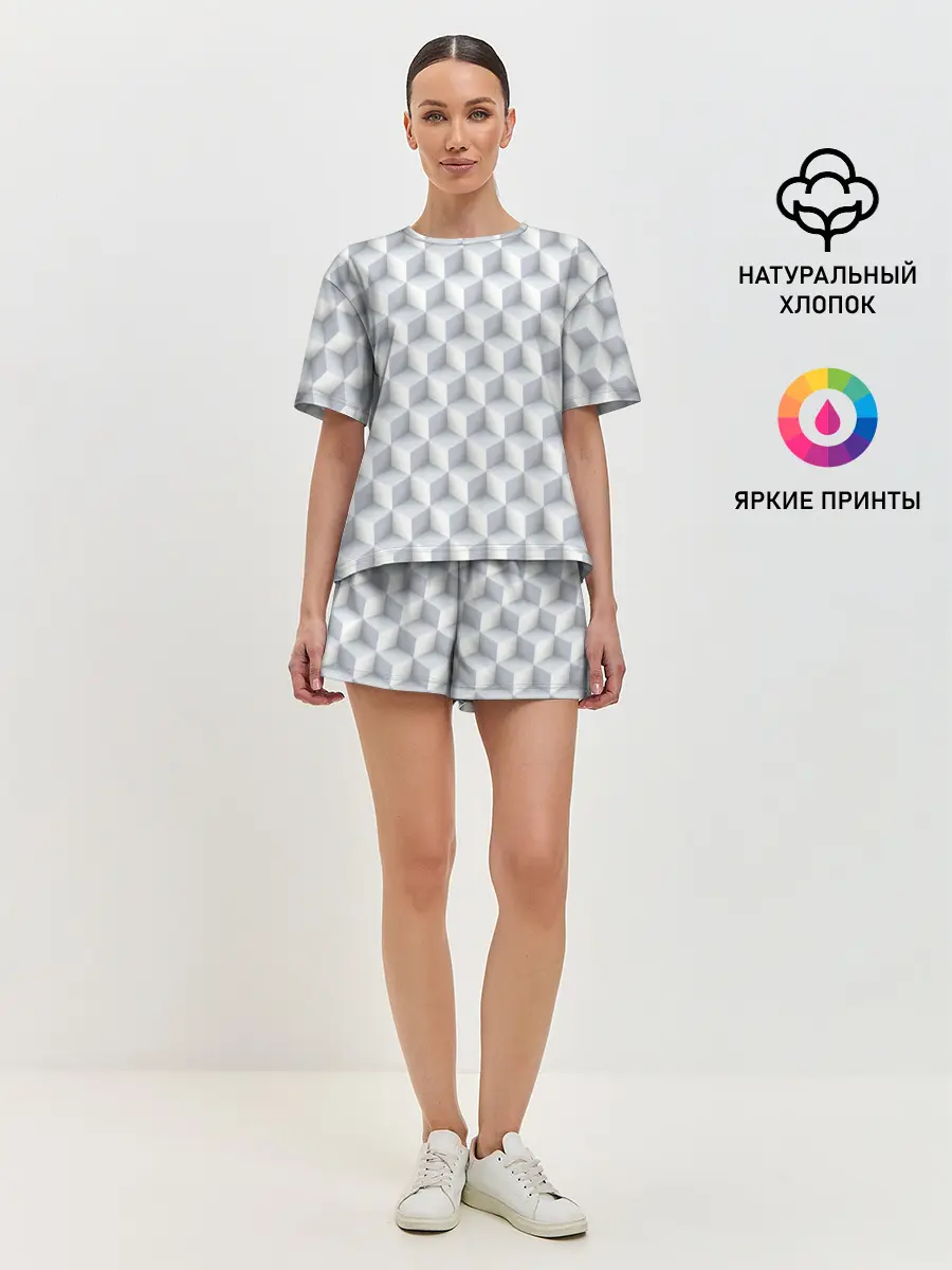 Женская пижама с шортами / 3D Кубы