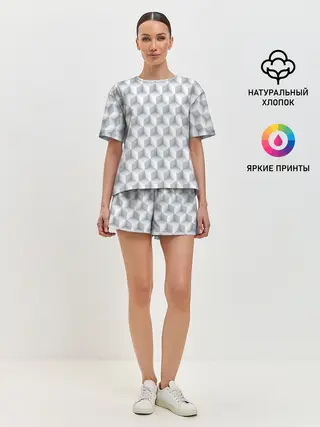 Женская пижама с шортами / 3D Кубы