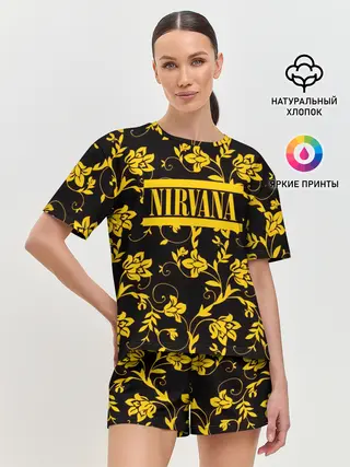 Женская пижама с шортами / Nirvana узоры