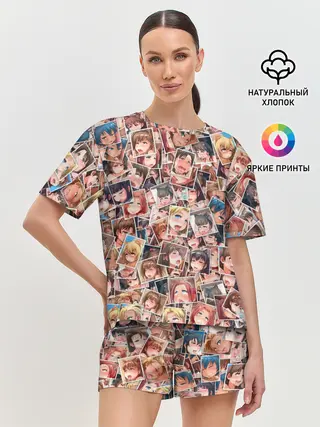 Женская пижама с шортами / Ahegao faces fhoto