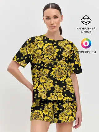 Женская пижама с шортами / Хохлома