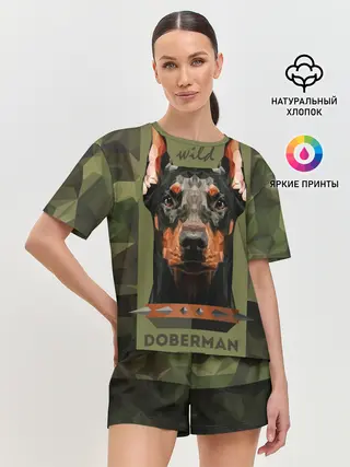 Женская пижама с шортами / Дикий доберман