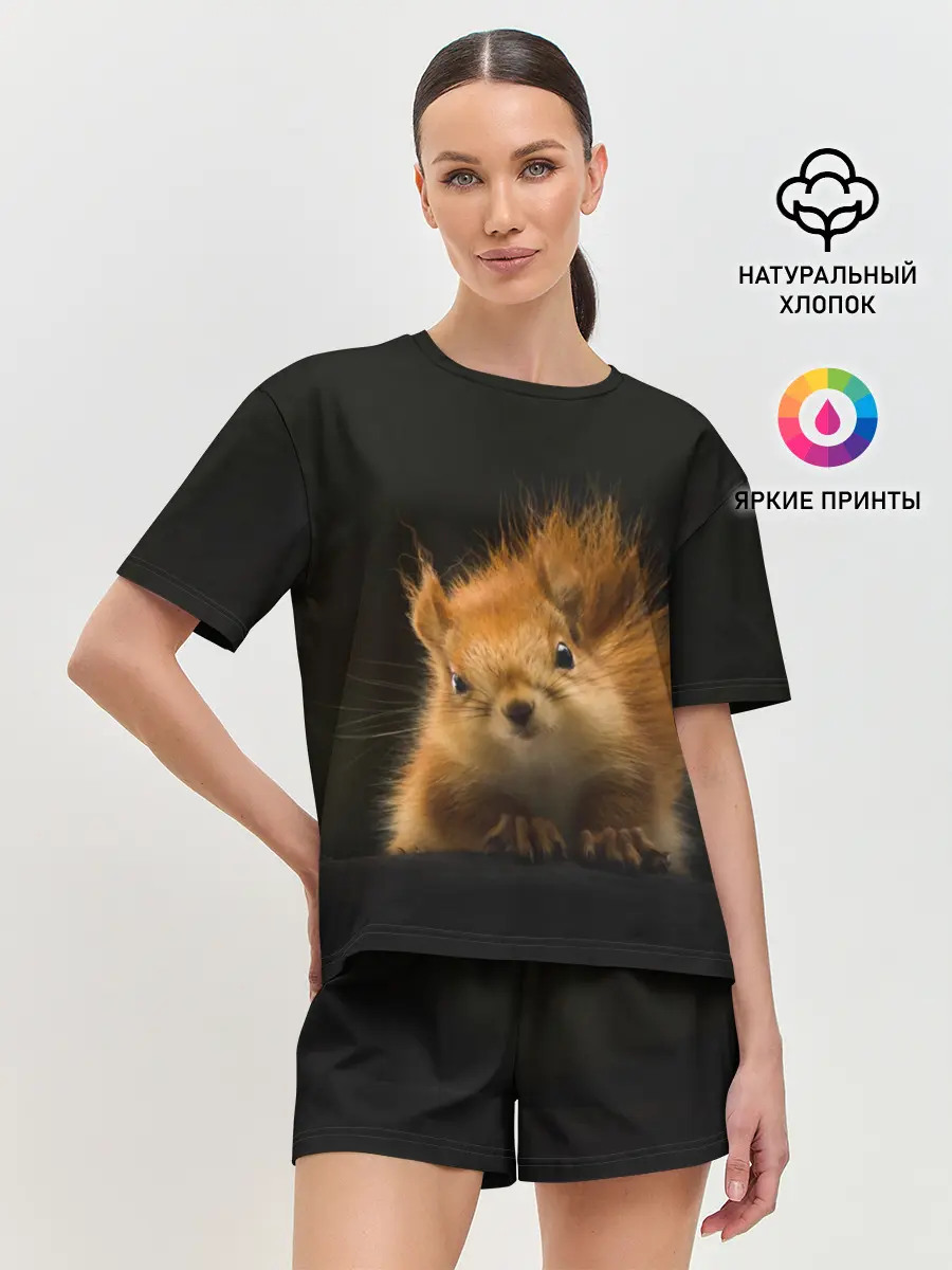 Женская пижама с шортами / Белочка