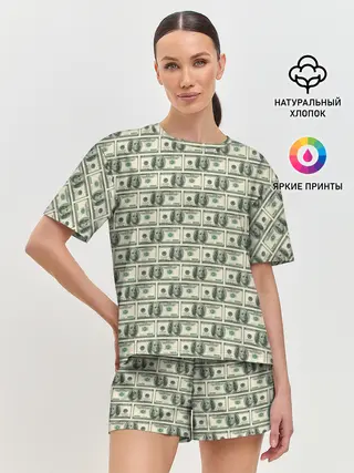 Женская пижама с шортами / Доллары