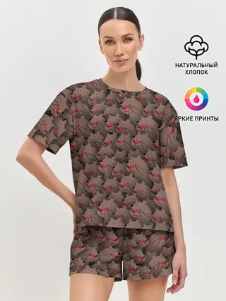 Женская пижама с шортами / Медведи мемы