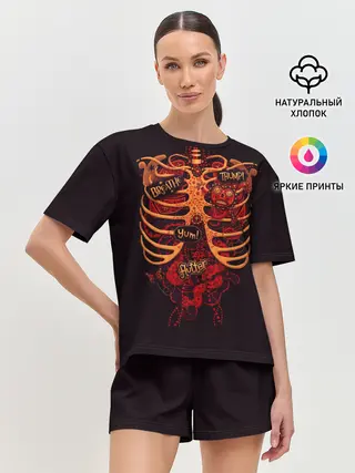 Женская пижама с шортами / Человеческий скелет