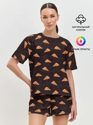 Женская пижама с шортами / Galaxy pizza