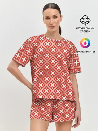 Женская пижама с шортами / узоры