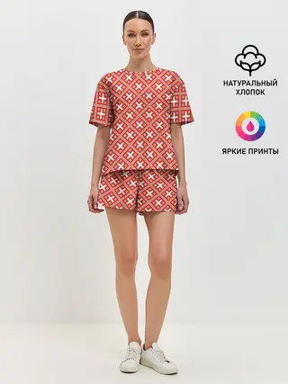 Женская пижама с шортами / узоры