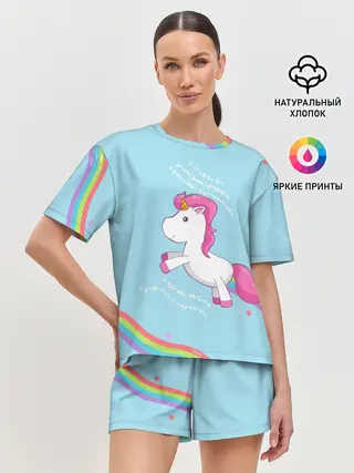 Женская пижама с шортами / Депрессивный единорожка