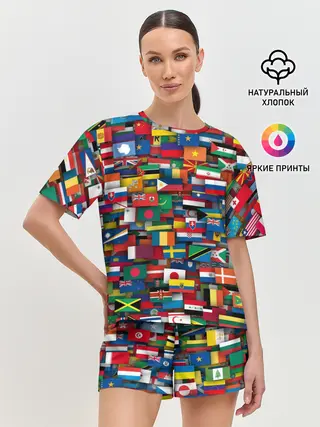 Женская пижама с шортами / Флаги всех стран