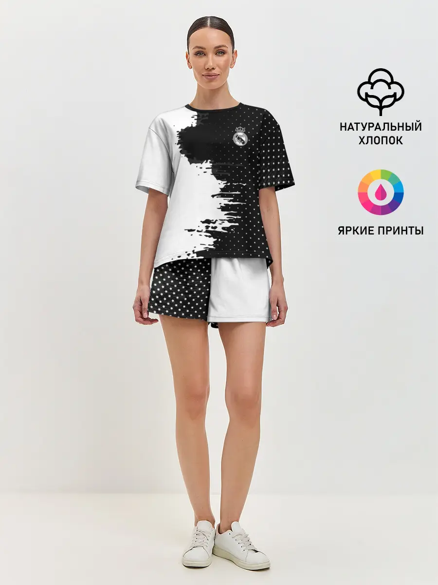 Женская пижама с шортами / Real Madrid uniform black 2018