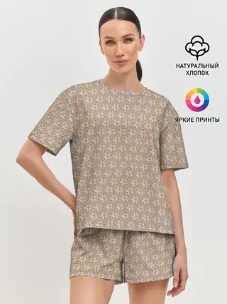 Женская пижама с шортами / Лисы узор